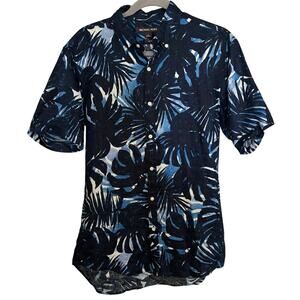 Michael Kors Size S Slim Fit Button Front Camp Shirt 100% Linen Tropical